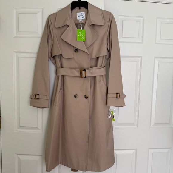 NEW Sam Edelman Classic Belted Tan Trench Coat Cotton Blend